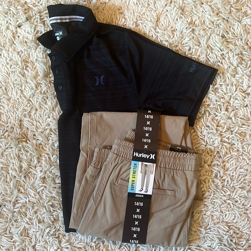 Hurley Boys 14/16 Joggers & Polo NWT